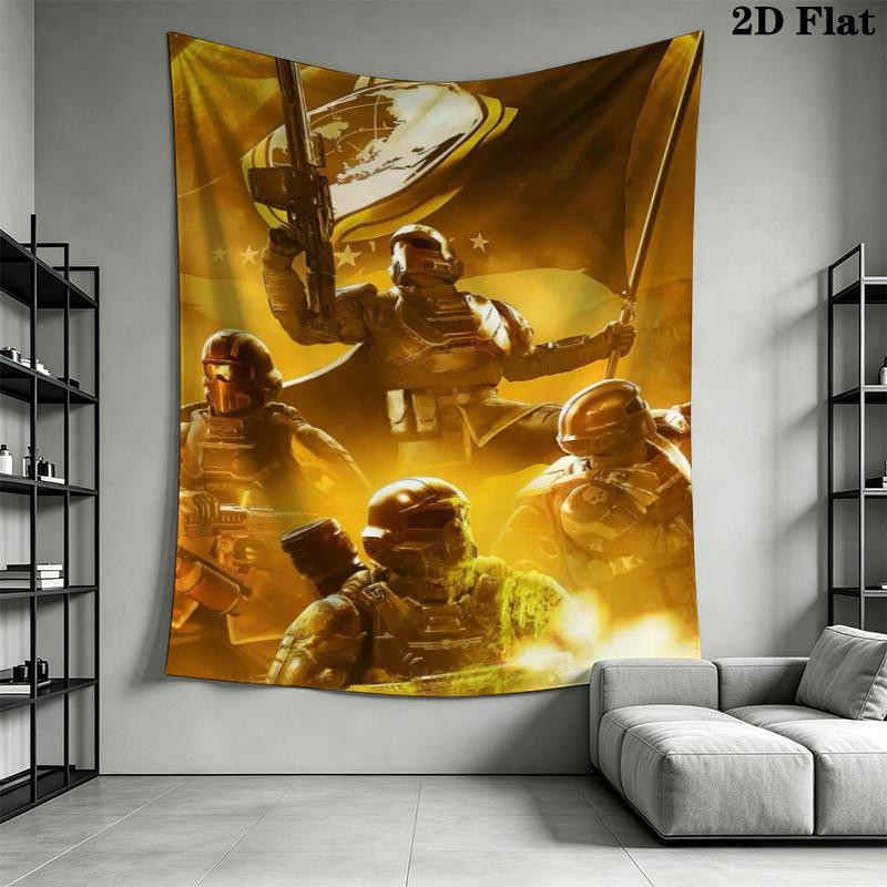 helldivers 2 Wall Tapestry Aesthetic Wall Hanging Printed Fabric Blanket Decorative Tapestries for Bedroom Living Room Home Decor