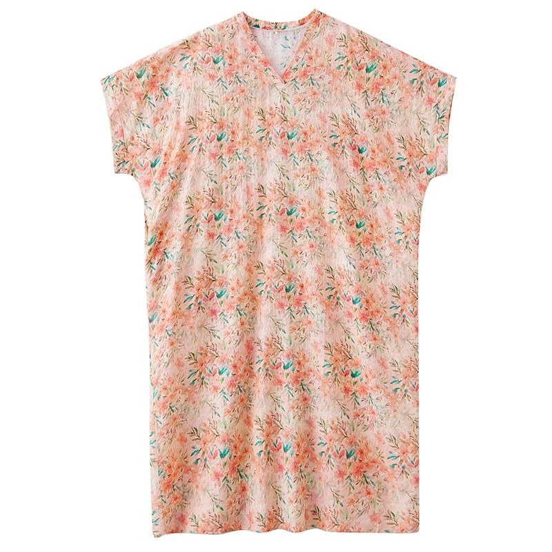 Short Sleeve Plus Size Cotton Vintage Floral New In Dresses for Women Casual Loose Maxi Long Summer Dress