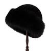 Autumn and winter imitation mink Mongolian hat women's high sense lady wind mink bucket hat big head circumference warm ear protector basin hat