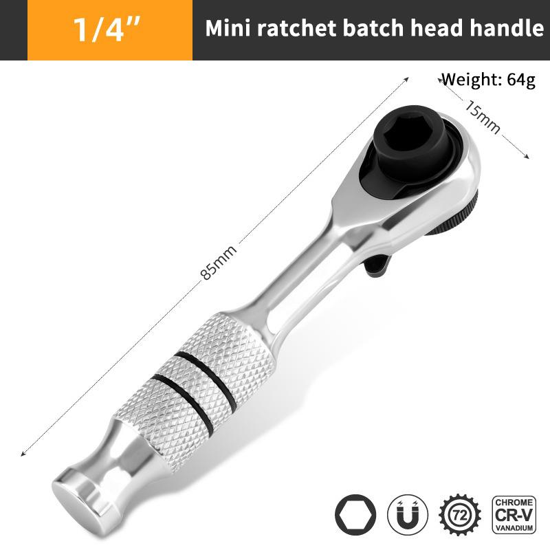 1Pc Mini Treble 1/4 Ratchet Wrench Set Double Ended Quick Socket Screwdriver Hex Torque 2-in-1 Spanner Hand Repair Tool