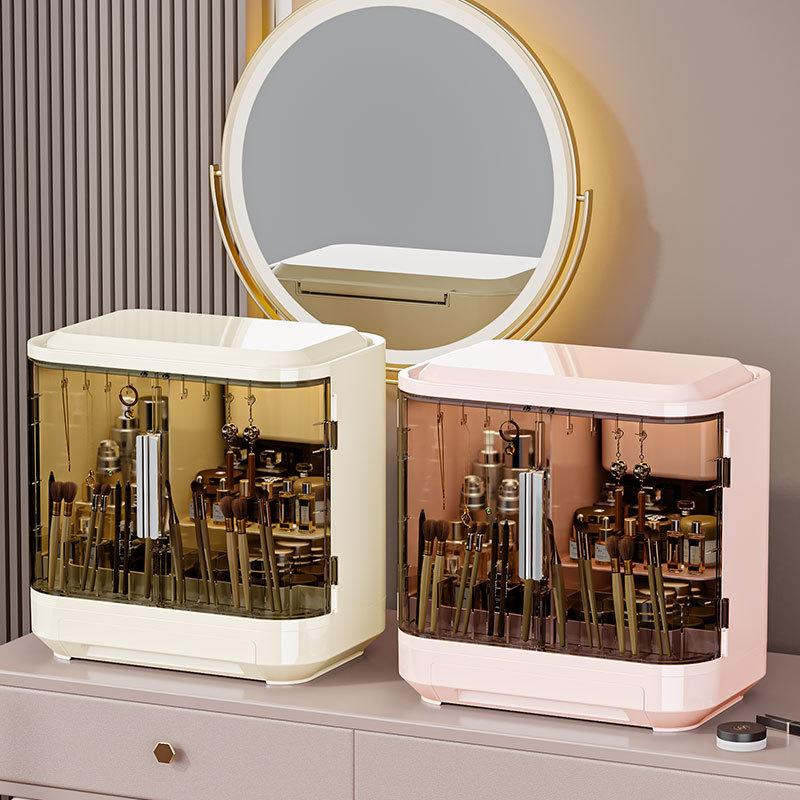 Large Capacity Organizer Box with Mirror Cosmetics Storage Box Bedroom Dressing Table Skincare  Jewelry Drawer Rings Storage Box