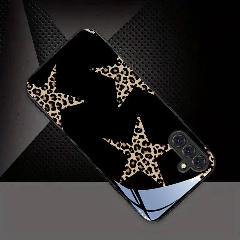 Leopard Star Glass Phone Case Suitable for Samsung Galaxy S26 S25 S24 S23 S22 S20 FE/Ultra/Plus Anti Drop Back Cover