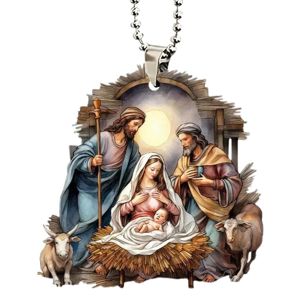 

Nativity Christmas Tree Ornaments 2D Acrylic Seasonal Decorations Birth Of Jesus Christmas Tree Decorations For Home Car