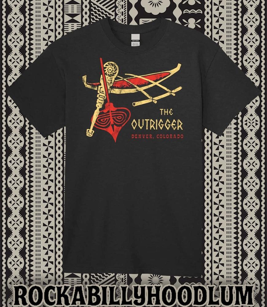 Retro Tiki Art Tee T Shirt Cotton Mug Bar Restaurant The Outrigger Denver CO Unisex T-Shirt S