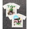 Tyler Estampado Floral unisex Verano Cuello Redondo Manga Corta Casual Estampado Y2K Flor Niño Llamada Wounisex Camiseta Tops