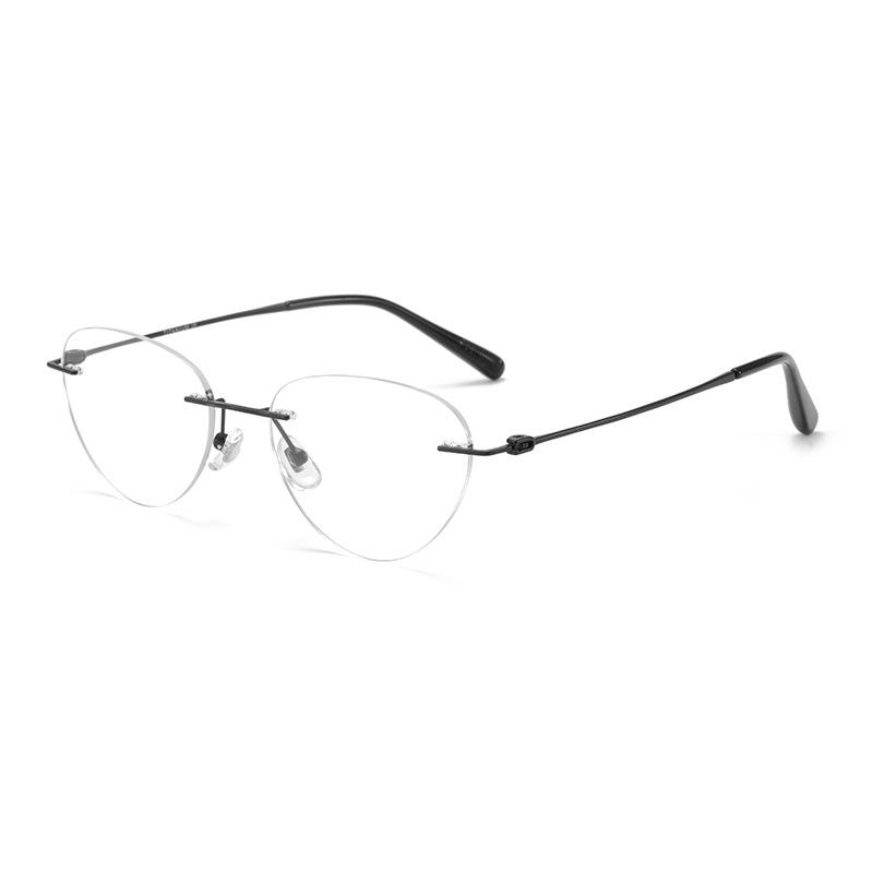 Ultralight Titanium Rimless Women's Cat-Eye Glasses 53 - Elegant Versatile Design
