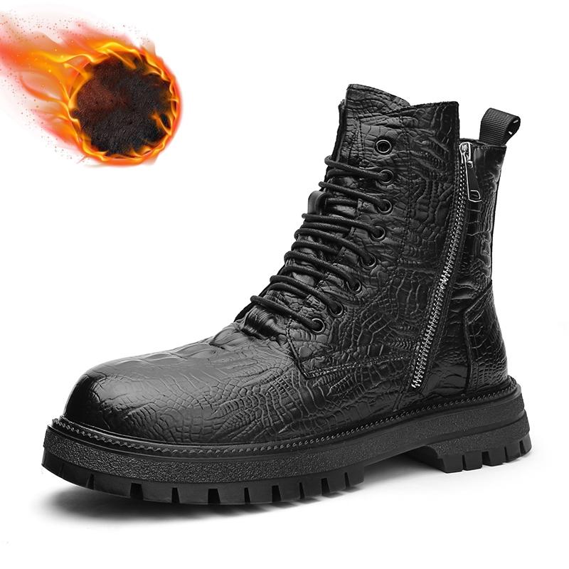 

Осень-зима, крокодиловая кожа, мужские короткие ботинки, модные кожаные мужские ботильоны, на молнии, уличные, модные, повседневные, мужские ботинки Botas Hombre 43
