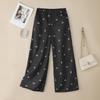 ZANZEA Women Casual Elastic Waist Loose Print Straight Pants