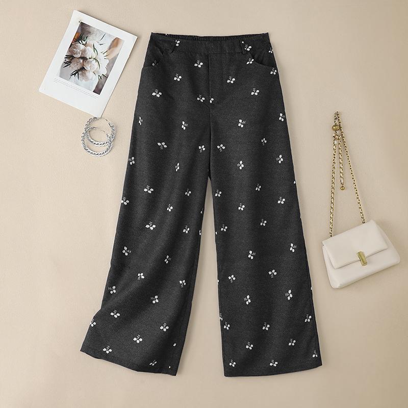 ZANZEA Women Casual Elastic Waist Loose Print Straight Pants