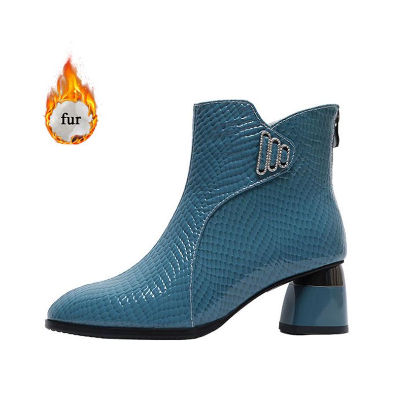 

Модные женские ботильоны на каблуке 2024 зимние утепленные женские туфли модные короткие сапоги на высоком каблуке с острым носком Botines Botas De Mujer 38