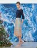 Wove Moment Pencil Line Lace Skirt-Light Blue