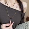 Maillard Tiger Eye Bead Round Pendant Necklace - Retro Casual Style Sweater Chain, Simple and Versatile.