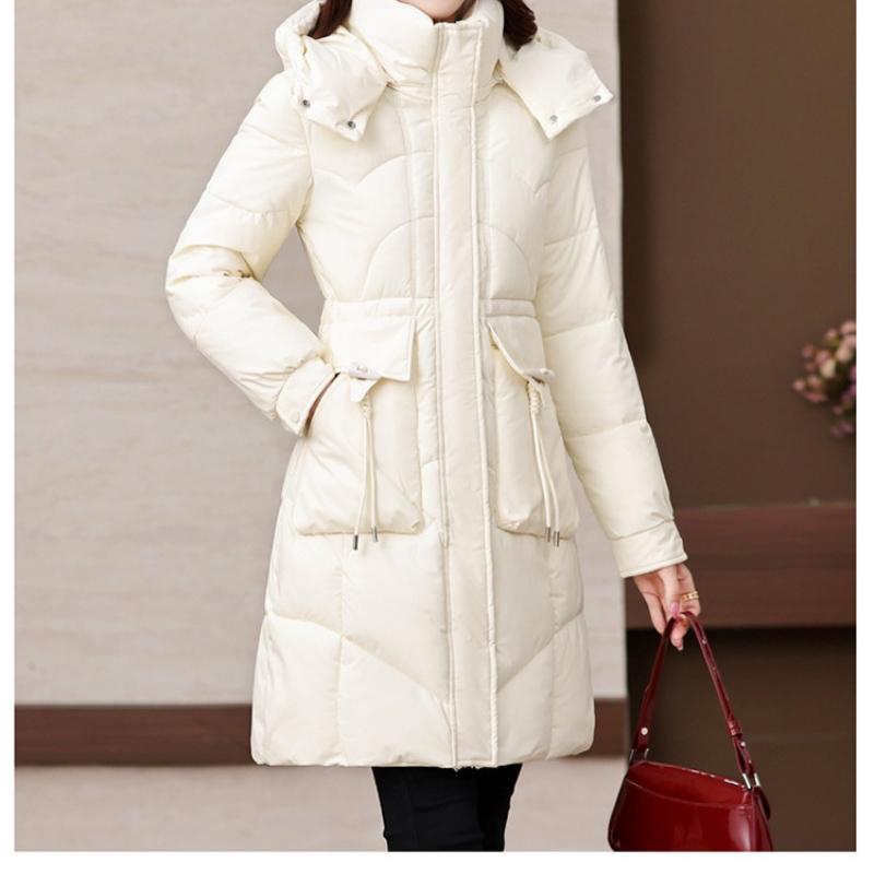 

Модная пуховая куртка для женщин средней длины, стильная, приталенная, утолщенная, теплая, зимнее пальто XL