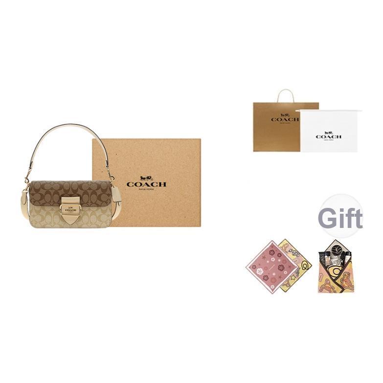 Coach Morgan 27 Classic Monogram Buckle Closure Canvas And Leather Handbag Women Handbags Light-Khaki CH506-IMOT4