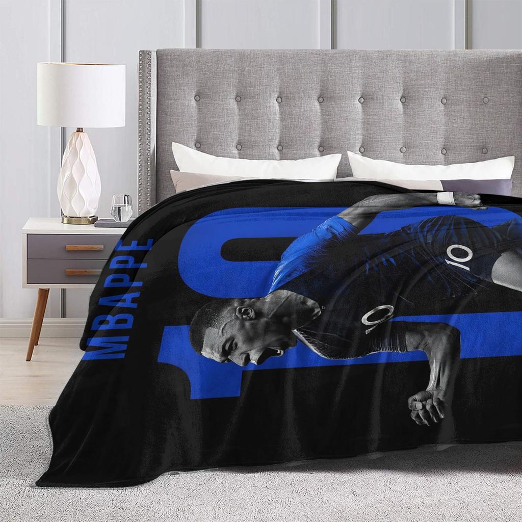 Mbappes Football Number 10 Blanket Coral Fleece Plush Decoration Multifunction Soft Throw Blankets for Home Couch Bedding Throws