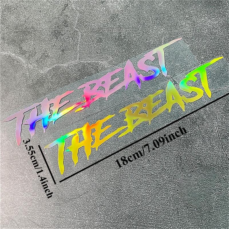1PC Laser THE BEAST Motorcycle Stickers Waterproof for Fuel Tank Racing Helmet Scooter Body Car Window Universal Vinyl Decals