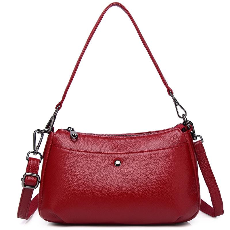Stylish and simple single shoulder oblique span bag, genuine leather women's bag, fashionable underarm bag, first-layer cowhide women's bag.