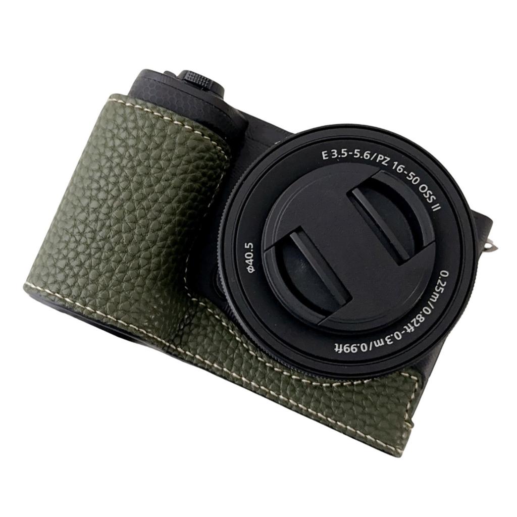 For Sony Alpha ZV-E10 II Camera Case PU Leather Protective Cover with Screw Hole