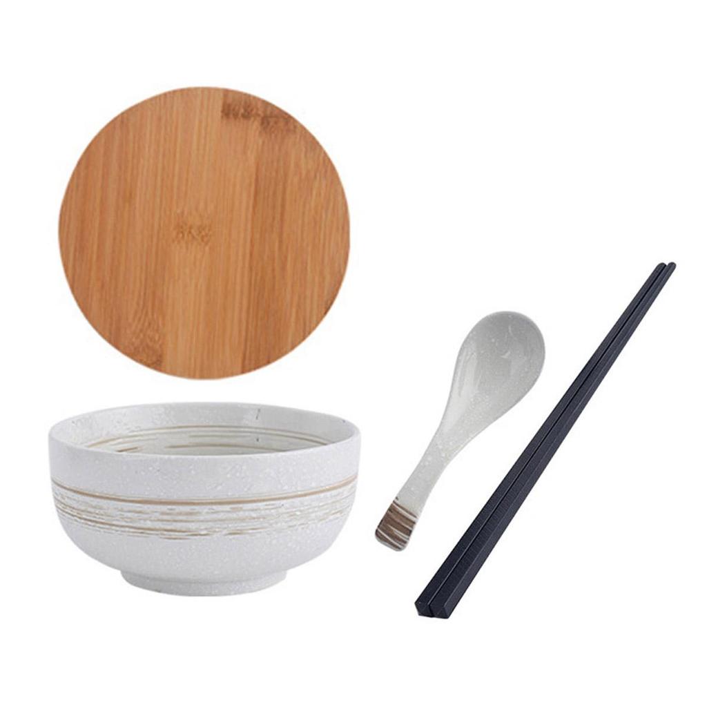 Ceramic Ramen Bowl Set Reusable Kitchen Bowl Japanese-Style Large Bowl Salad Bowl Cereal Bowl Picnic Bowl Instant Noodle Bowl for Soups Porridge