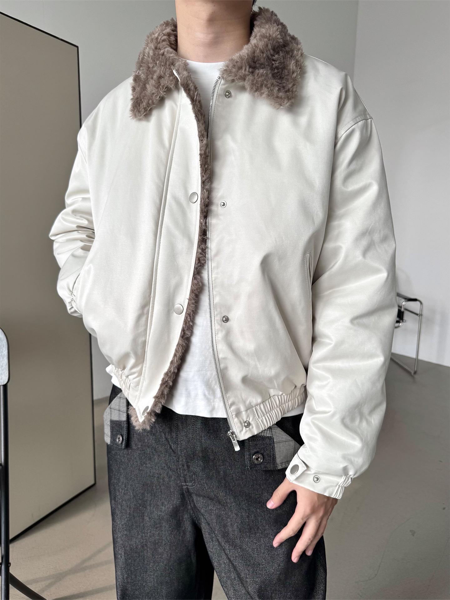 

Men s American-Style Eagle Bomber Jacket: Warm, Plush-Collar, Cotton Outerwear for Winter. M абрикосовий