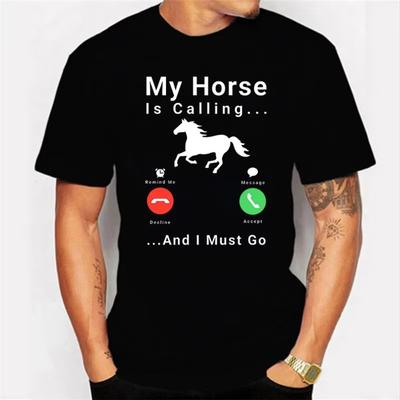 Koszula dla miłośników koni Koszulka anime Mój koń wzywa...i muszę iść Zabawna koszulka oversize Kobiety Mężczyźni T-shirt Homme