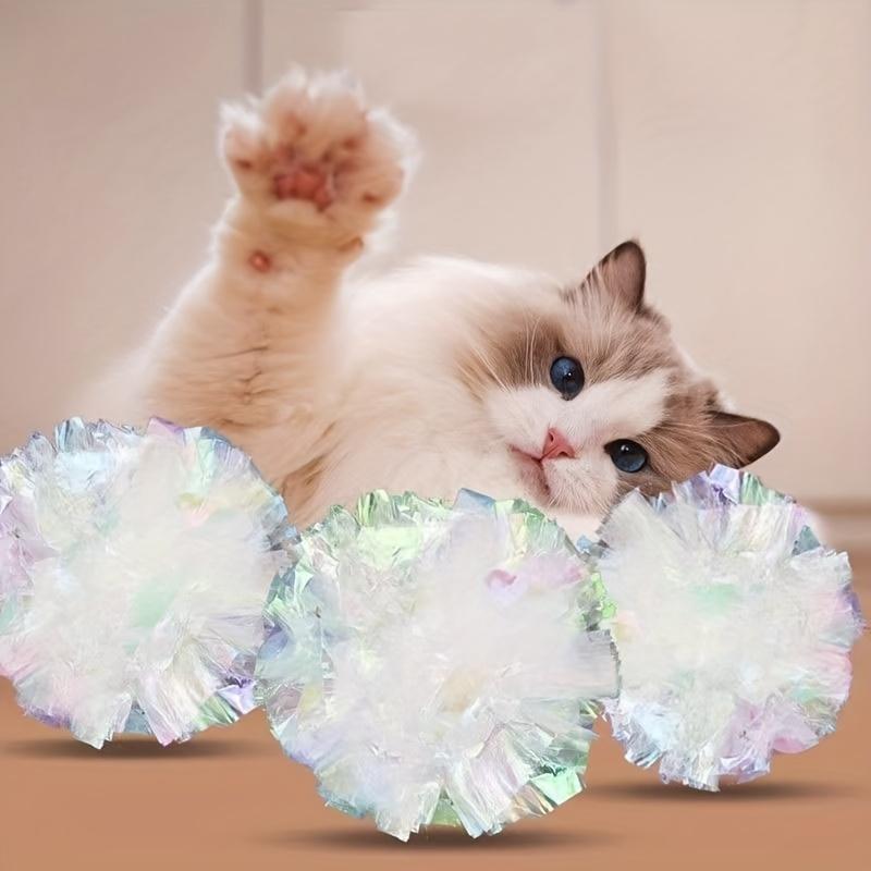 6pcs Crinkle Paper Ball Squeaky Toys Indoor Cat Crinkle Paper Balls Kitten Interactive Play Toys Chasing Training Kitten Toys