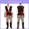 Unisex Beige Striped Skeleton Pirate Outfit For Halloween And Masquerade Events