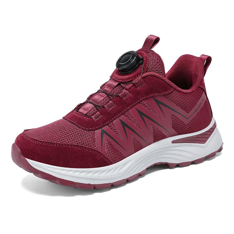Spring and Summer Parents Couple Sports Shoes Rotating Button Free Lace-up Casual Shoes Walking Shoes