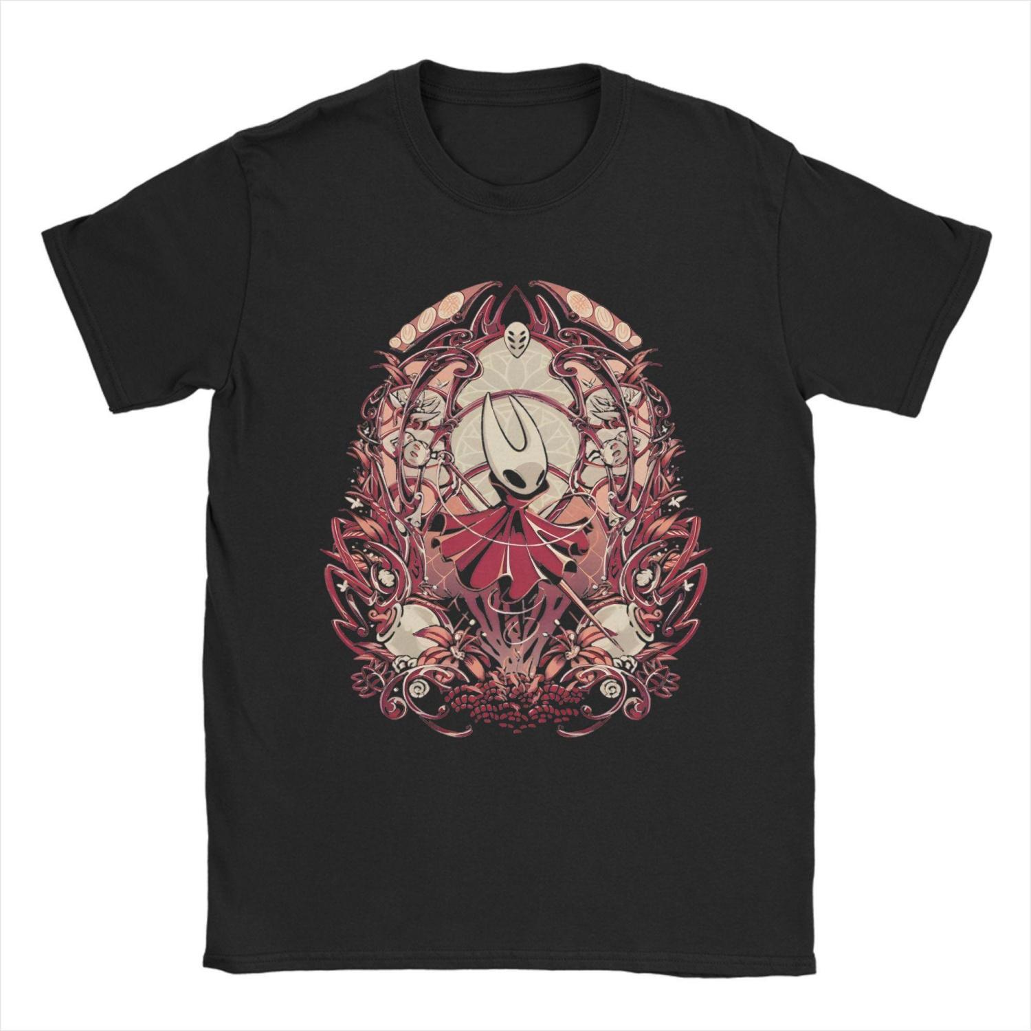 

Футболка Hollow Knight Silksong, инди-игры, приключенческий принт, 100% хлопок, необычная футболка с коротким рукавом и круглым вырезом, большие размеры. S чёрный