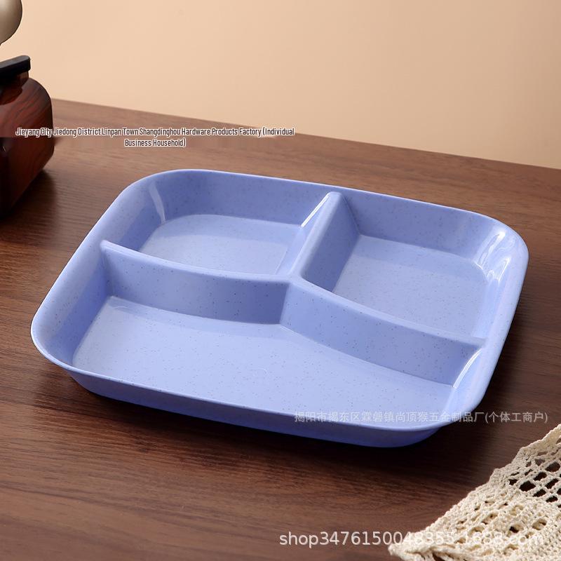 Fettforbrenning Porsjonskontrolltallerken: Tre-roms, fallsikker hvetestrådesign, fargekodet for effektiv måltidsplanlegging.