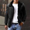 Men Winter Coat Zipper Fleece Solid Color Thick Turn-down Collar Keep Warm Casual Plus Size Long Sleeves Retro Outdoor Coat for Motocycling
