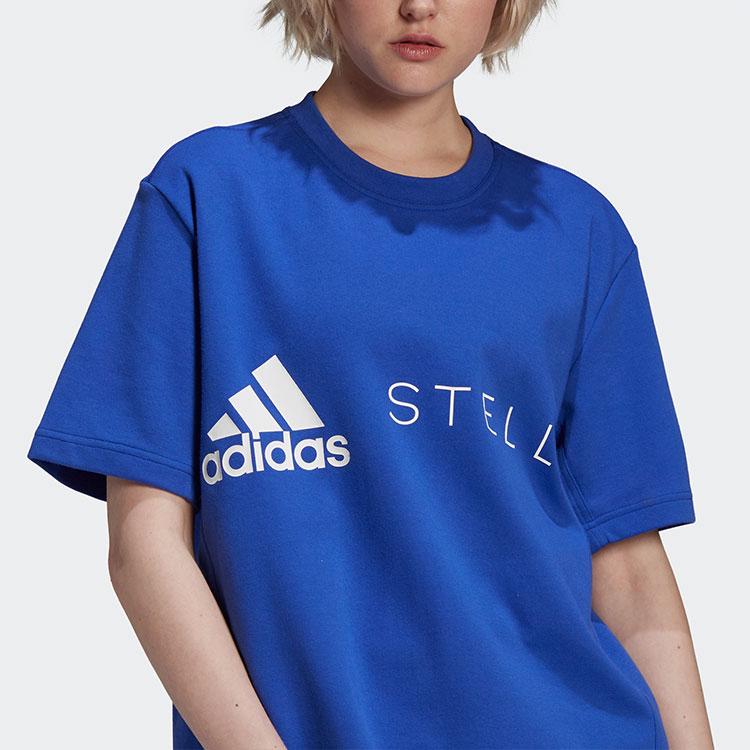 Adidas X Stella McCartney Asmc Logo Tee Sport Round Neck Short Sleeve Women Tops Cobalt-Blue HB7403