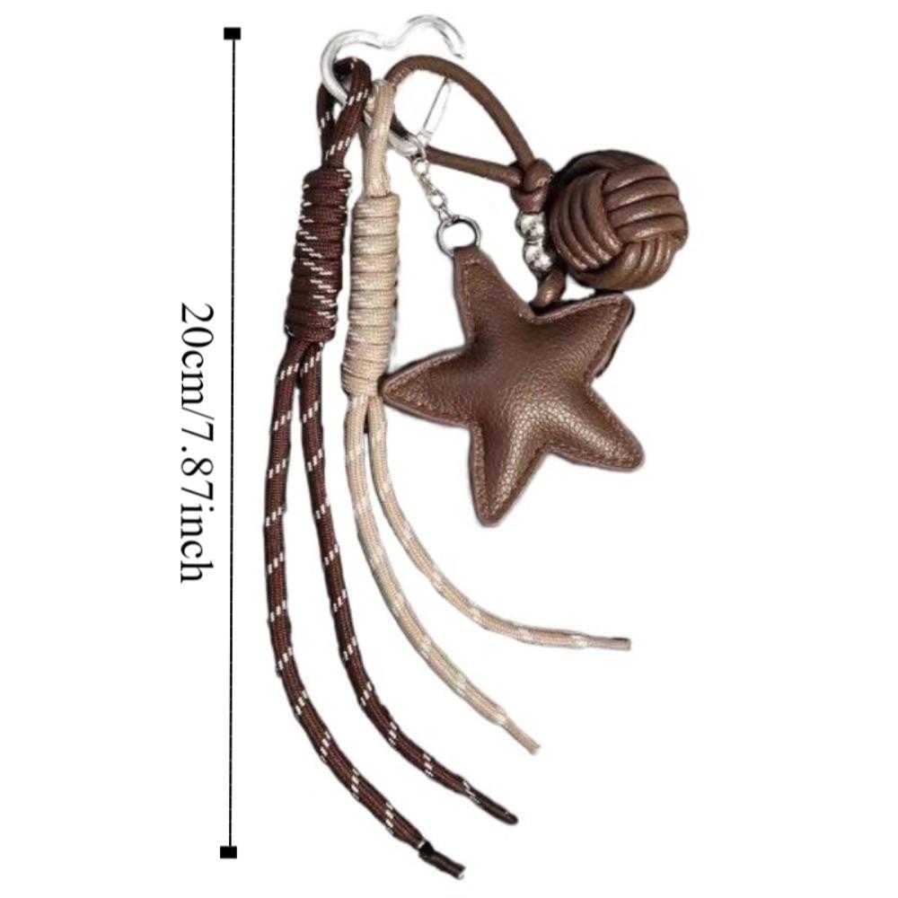 Woven Rope Leather Star Keychain Hanging Star and Ball Pendant  Small Gifts