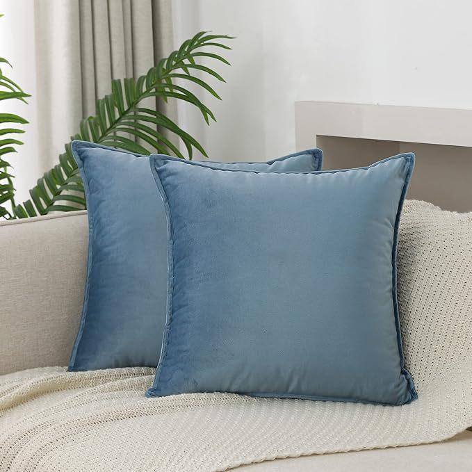 Throw Pillow Covers 16x16 Set Of 2 Velvet Decor Decorative Couch Cushion Pillowcases With Fringe Home Bed Decoration For Sofa Bedroom