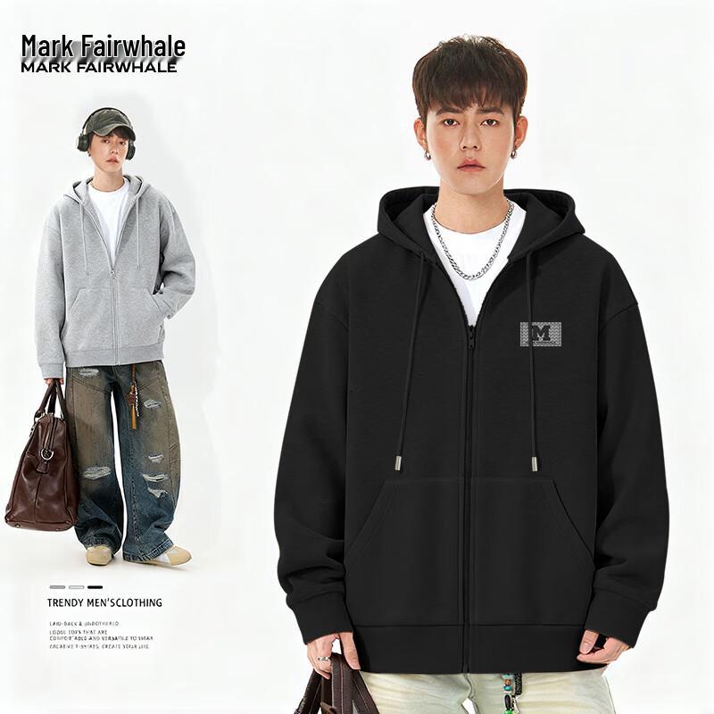 Mark Fairwhale Men s Heavyweight Versatile Hooded Zipper Sweatshirt L
