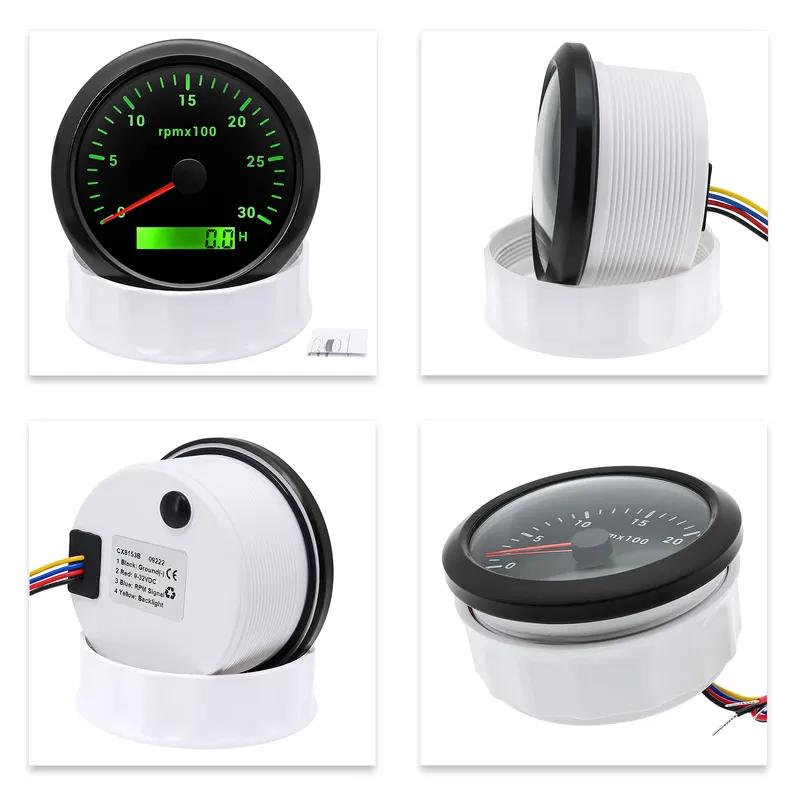 85MM Petrol Diesel Engine Tachometer Sensor RPM Gauge REV Counter 3000RPM with Digital Hourmeter 7 Color Light Optional 12V24V
