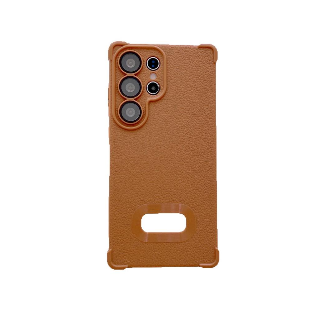 Suitable for Samsung S25Ulltra Lychee Pattern Leak Mark Mobile Phone Case S24 Leather A36 Four Corner Anti Fall Full Cover Soft Shell