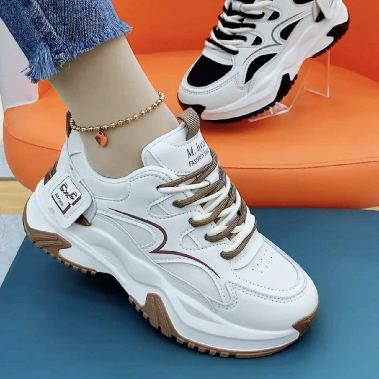 

Women’s Trendy Lightweight Dad Sneakers - Soft Sole, Versatile Sports Shoes for Students and Campus Style. 38 Standard хакі