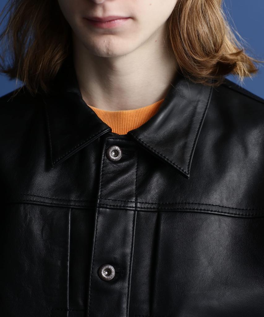SCHOTT NYC SHEEP LEATHER 1st TRACKER Sheep Leather Trucker Size JKT/Men's Jacket, 2XL, 010, Black, 782-3150012