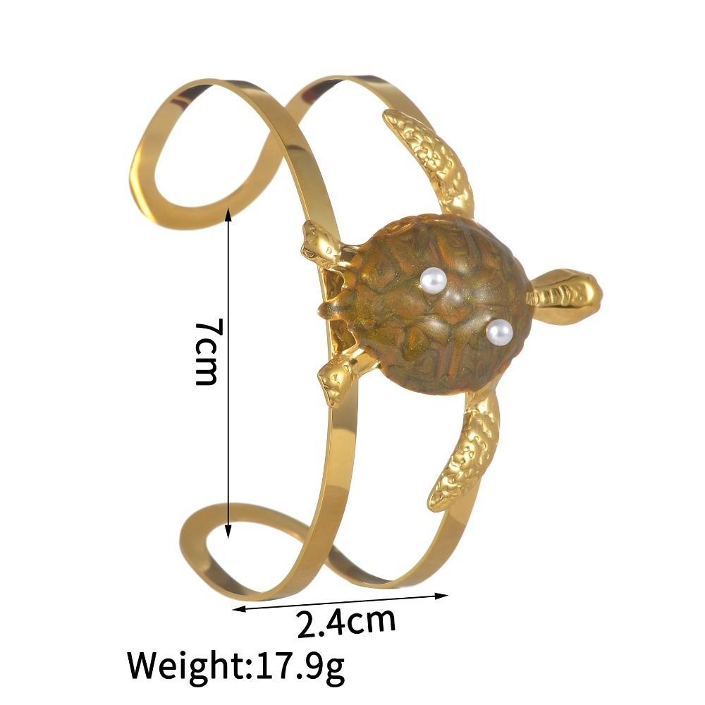 

Golden Ocean Style Bracelet Waterproof Starfish Shell Enamel Conch Bracelet Exaggerated Various Wide Cuff Bracelet Party Jewelry