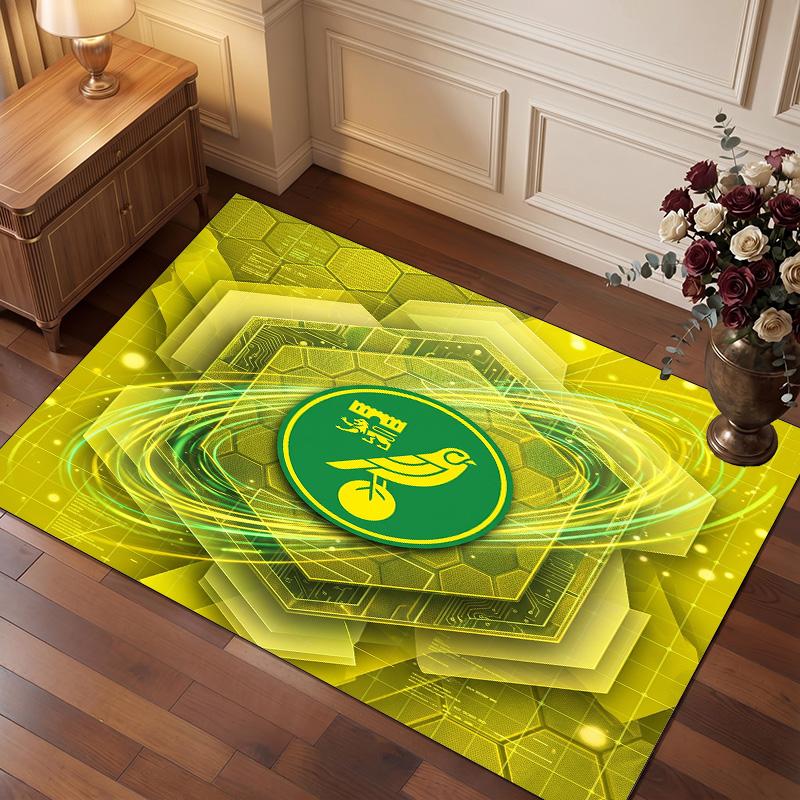 Norwich City Football Print Crystal Velvet Rug, Comfortable Water Absorbent Non Slip Indoor Floor Carpet