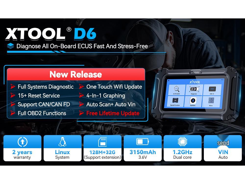 XTOOL D6/D6S Vehicle Diagnostic Tool with Free Updates