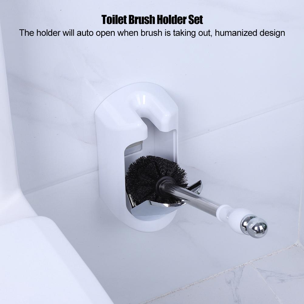 Stainless Steel Handle Toilet Brush with Holder Home Hotel Bathroom Cleaning Tool Set