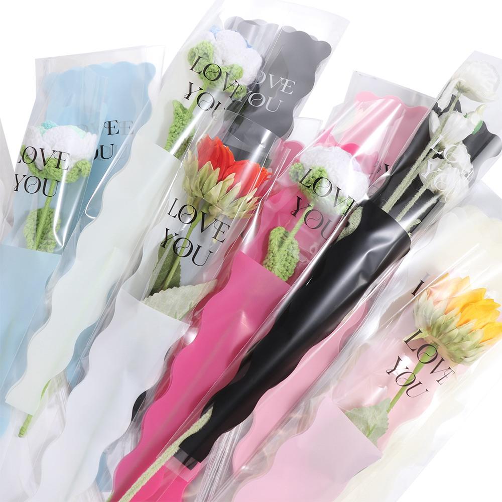 50pcs Transparent Flower Packaging Bag Waterproof Bouquet Packing Material Wrapping Paper  Wedding