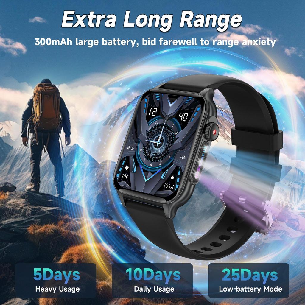LIGE Colorful Breathing Light Smart Watch 1.96inch Bluetooth Call Health Monitoring Sports Fitness Waterproof Smart Watch