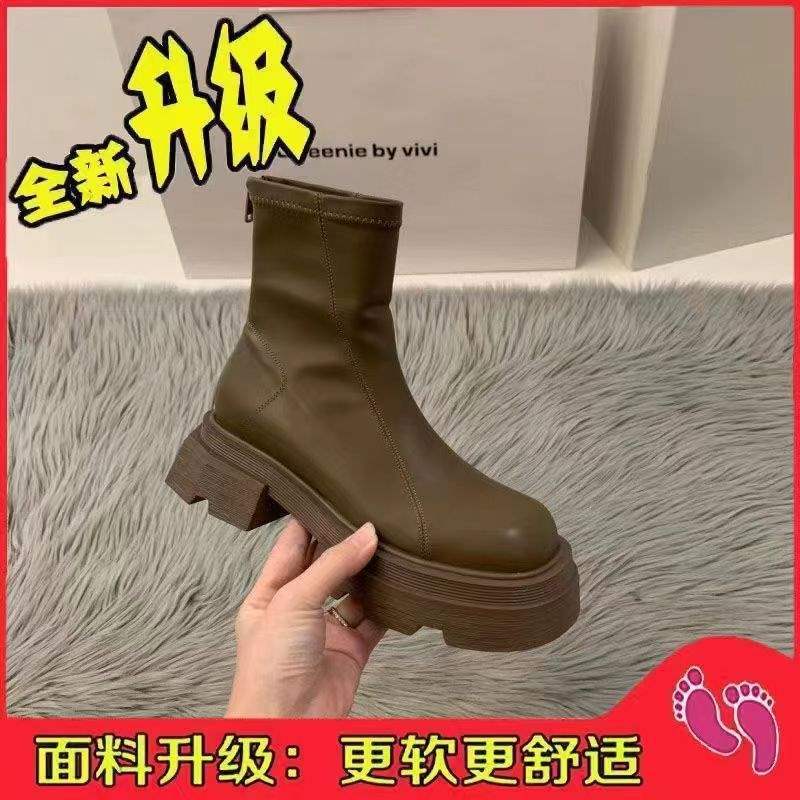 South Korea's original thick-soled white square-headed Martin boots women's shoes 2025 new summer thin spring autumn and winter short boots