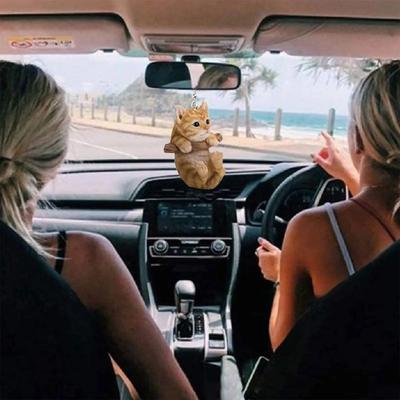 Auto-Rückspiegel, 3D-Katze, hängender Anhänger, Tierform, Ornamente, Rucksack-Zubehör, kreatives Dekor fürs Auto