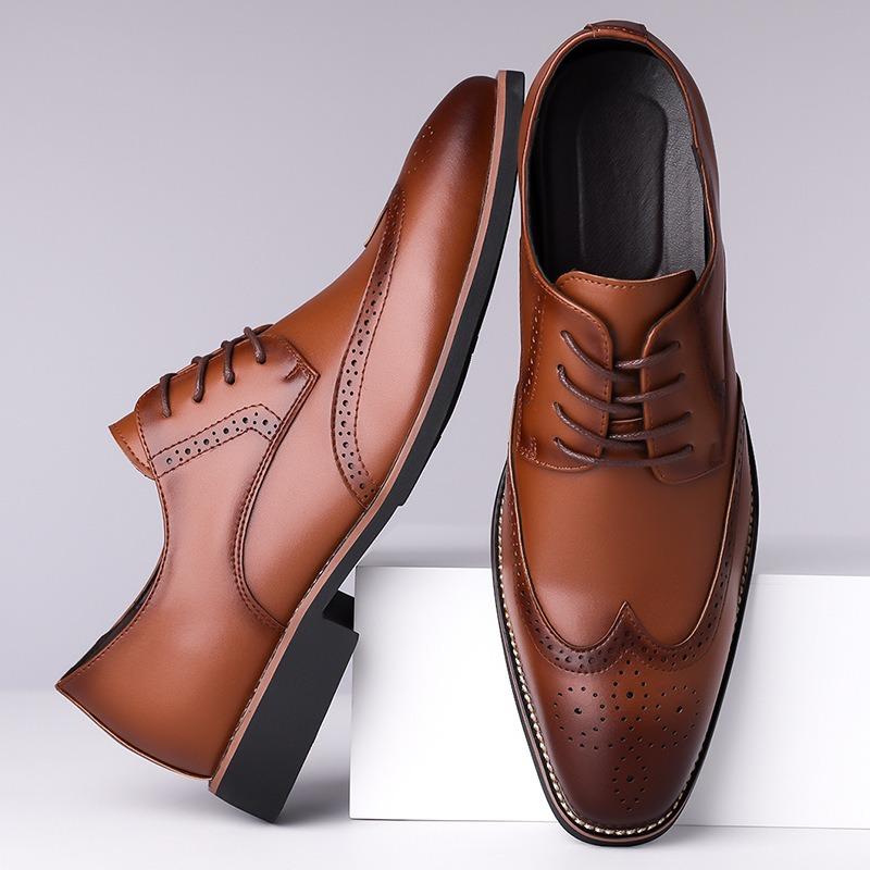 Fashion Big Size Spring Autumn Leather Brogue Shoes Man Designer Soft-soled Men Wedding Shoes Male FashionBusiness Men's Dress Shoe