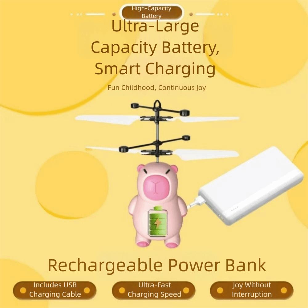 Anti-collision Cartoon Capybara Flying Toy Plastic Induction Capybara Aircraft  Over 14 Year old