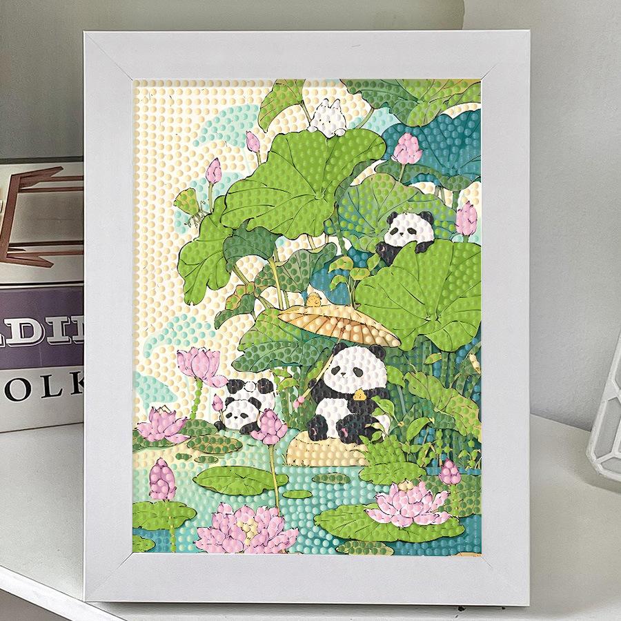 Panda Diamond Sticker Children's Handmade Material Package Cute Cat Cartoon Robot Cat Jingle Cat Point Diamond Painting